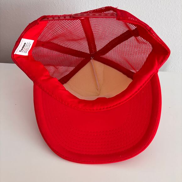 Vtg 80s SAN XAVIER MISSION Trucker Hat Red White Mesh Cap NOS Tucson AZ Church - Picture 7 of 9